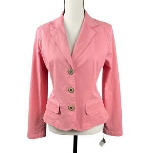 Talbots Women's Blazer Jacket Size 6 Pink Three Buttons Long Sleeve Stretch